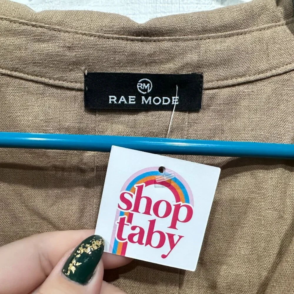 Khaki Two-Piece Shorts & Button-Up Set - Picture 6 of 8